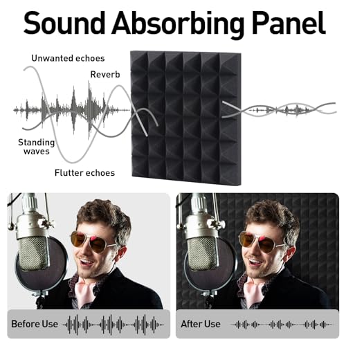 AUSLET 24 Pack Soundproof Foam Panels - Black