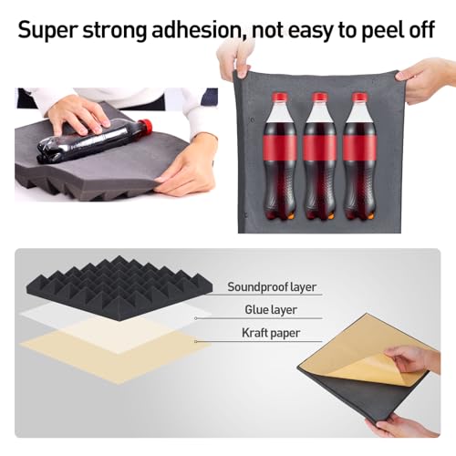 AUSLET 24 Pack Soundproof Foam Panels - Black
