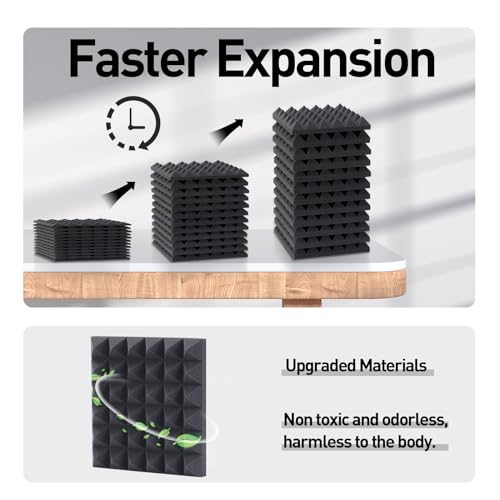 AUSLET 24 Pack Soundproof Foam Panels - Black