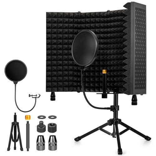 Dmsky Foldable Microphone Isolation Shield with Tripod