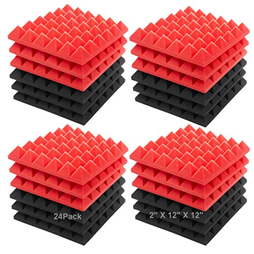 JBER 24-Pack Red & Black Acoustic Foam Panels