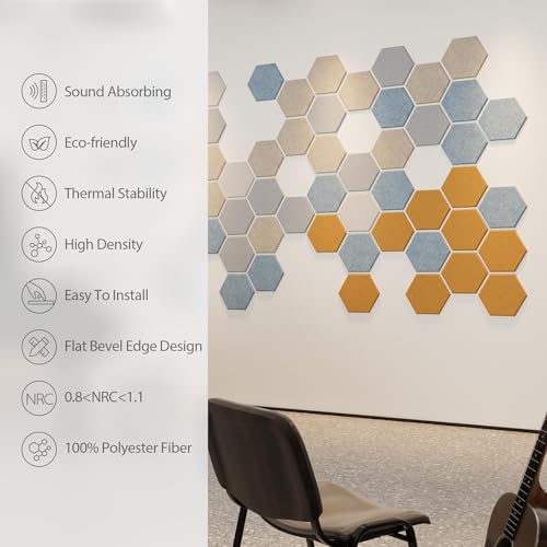 Amantech 12-Pack Self-Adhesive Hexagon Acoustic Panels