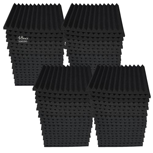 50 Pack Black 12" Acoustic Foam Panels