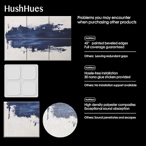 HushHues 6-Pack Decorative Acoustic Wall Panels