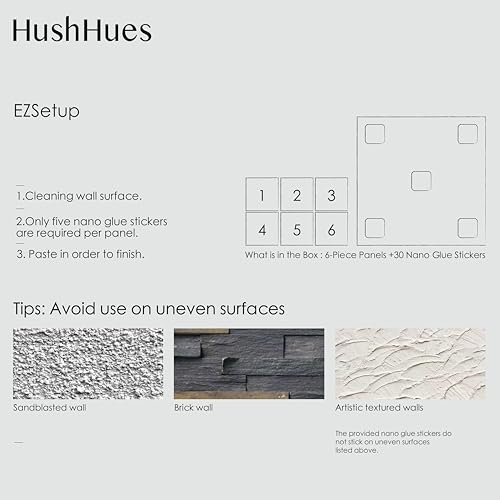 HushHues 6-Pack Decorative Acoustic Wall Panels