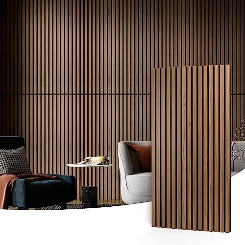 Walnut Wood Slat Acoustic Panels - 3D Sound Absorption