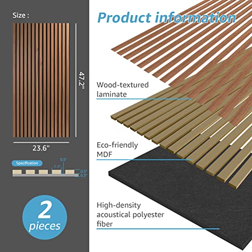Walnut Wood Slat Acoustic Panels - 3D Sound Absorption