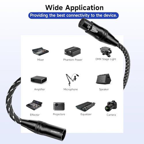 ROMIVO 3ft Braided XLR Microphone Cable - Multi Color