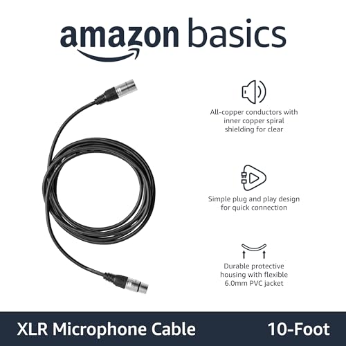 Amazon Basics 10ft XLR Microphone Cable - Black