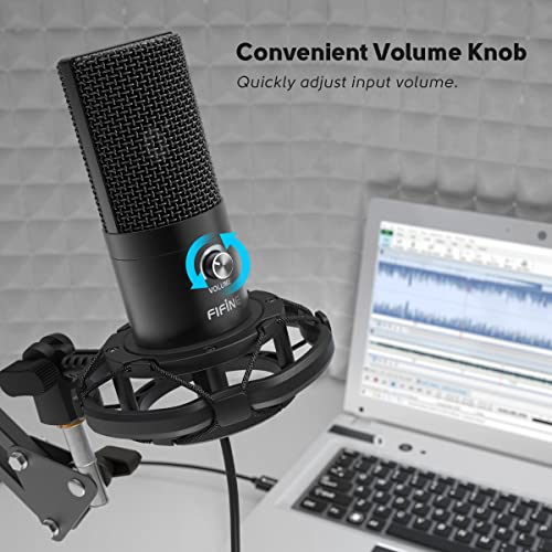 FIFINE USB Condenser Microphone with Boom Arm Kit