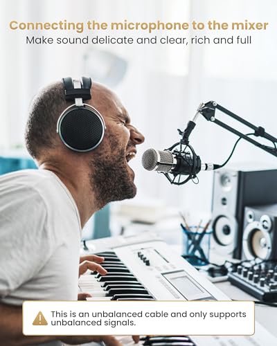 Tisino Female XLR to 1/4" Mono Mic Cable 6.6FT