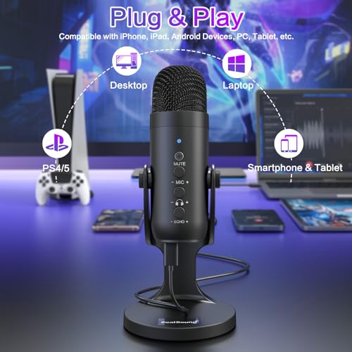 ZealSound USB Condenser Microphone for Gaming & Podcasting