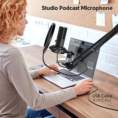 FIFINE USB Condenser Microphone with Boom Arm Kit