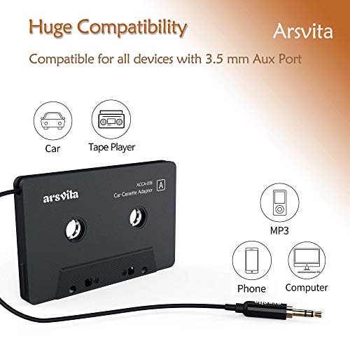Car Audio Cassette to Aux Adapter 3.5mm