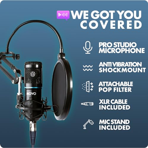Movo PodPak4A XLR Microphone Bundle for Podcasts