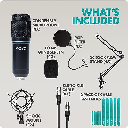 Movo PodPak4A XLR Microphone Bundle for Podcasts