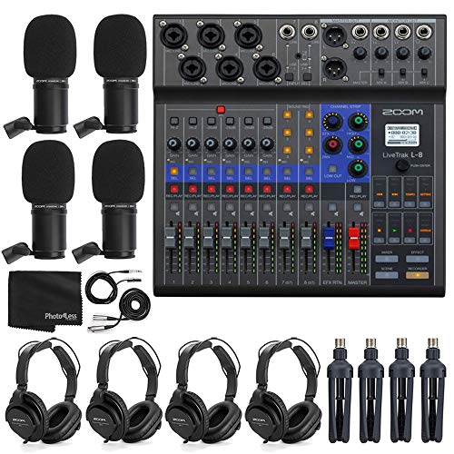 Zoom LiveTrak L-8 4-Person Podcasting Bundle