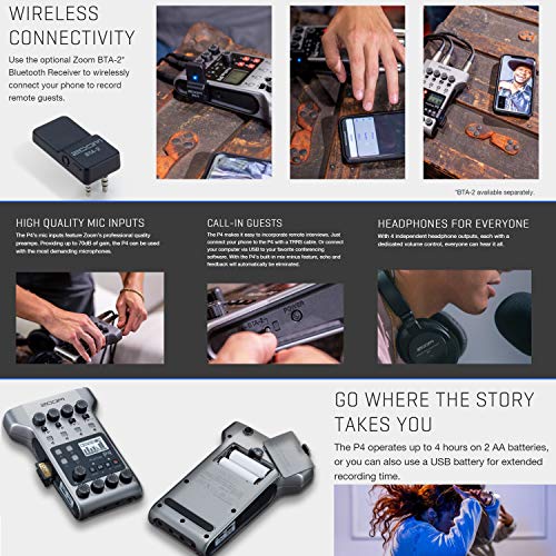 Zoom PodTrak P4 Portable Podcasting Bundle for 4
