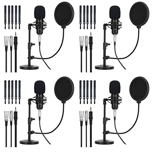 4-Pack Cardioid Condenser Microphones for Podcasting