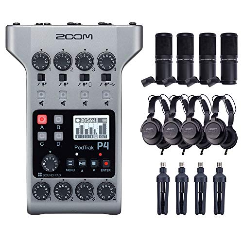 Zoom PodTrak P4 Portable Multitrack Podcast Bundle