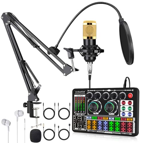 F999 Condenser Mic Podcast Starter Kit - Gold