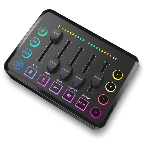 RGB Audio Mixer with XLR Interface for Streaming