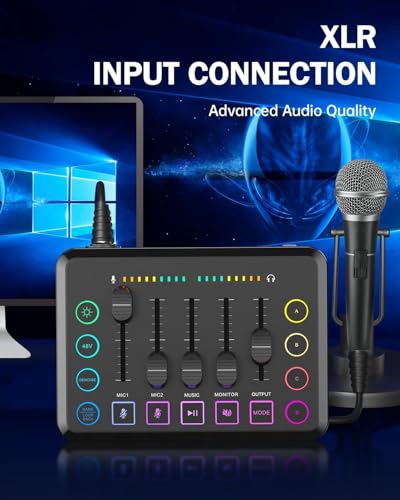 RGB Audio Mixer with XLR Interface for Streaming