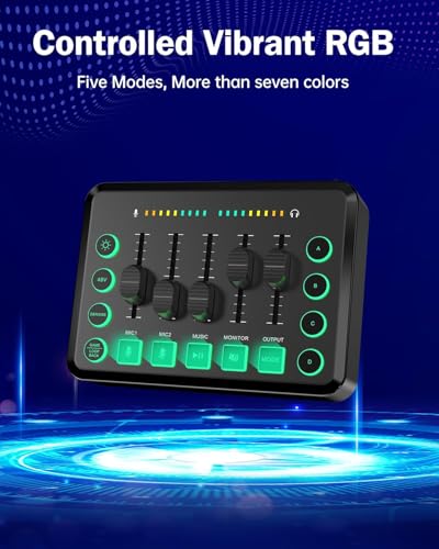 RGB Audio Mixer with XLR Interface for Streaming