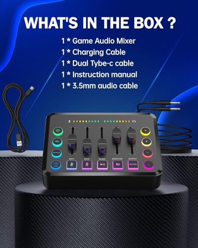 RGB Audio Mixer with XLR Interface for Streaming