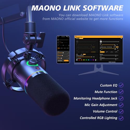 MAONO RGB Dynamic Podcast Microphone Kit