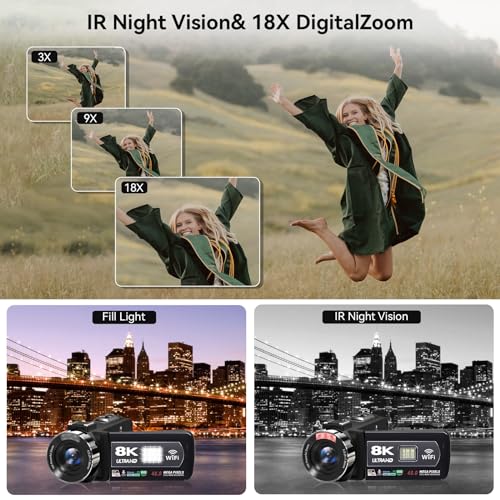 8K Vlogging Camcorder with Night Vision & Accessories