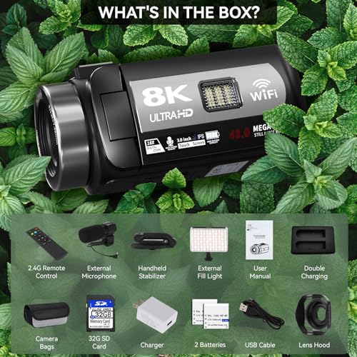 8K Vlogging Camcorder with Night Vision & Accessories