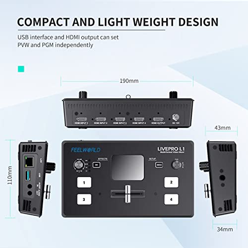 FEELWORLD L1 Multi-Camera Video Mixer Switcher