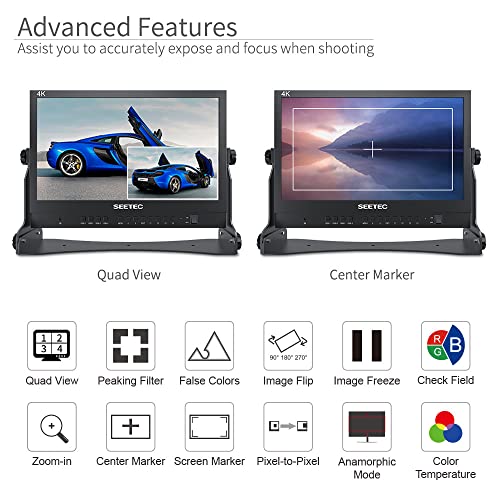 SEETEC ATEM156 15.6 Inch Live Streaming Broadcast Director Monitor with 4 HDMI Input Output Quad Split Display for ATEM Mini Pro Video Switcher Mixer Studio Television Production