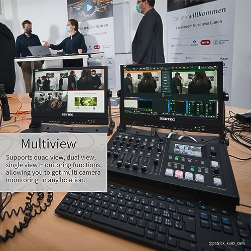 SEETEC ATEM156 15.6 Inch Live Streaming Broadcast Director Monitor with 4 HDMI Input Output Quad Split Display for ATEM Mini Pro Video Switcher Mixer Studio Television Production