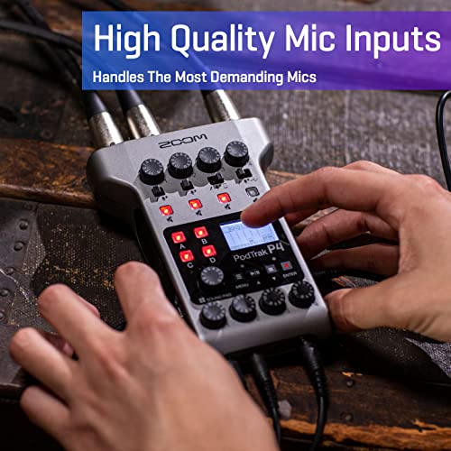 Zoom PodTrak P4 Portable Podcast Recorder with Inputs