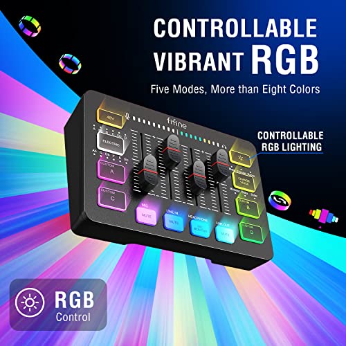 FIFINE RGB Audio Mixer for Podcasting & Streaming