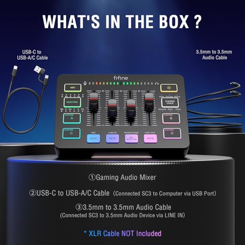 FIFINE RGB Audio Mixer for Podcasting & Streaming