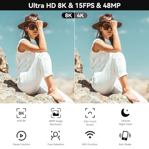 8K Camcorder with Night Vision and Accessories