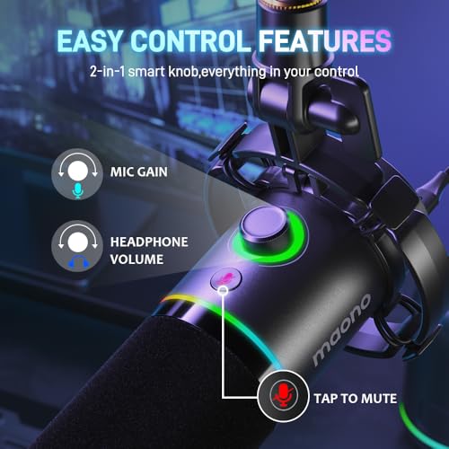 MAONO PD200X RGB Dynamic Microphone for Podcasting