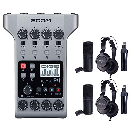 Zoom PodTrak P4 Multitrack Podcast Recorder Bundle