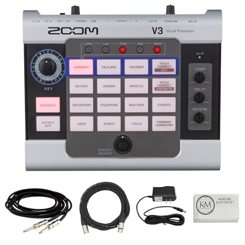 Zoom V3 Vocal Processor Bundle with Cables & Power