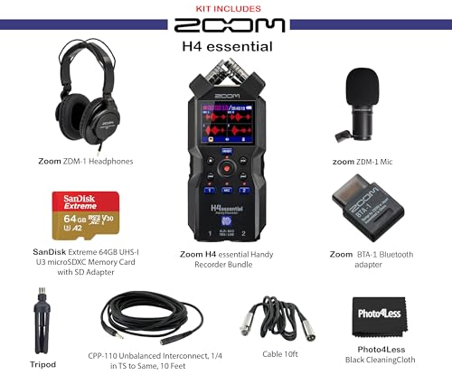 Zoom H4 Essential Podcast Recorder Bundle with Accessories