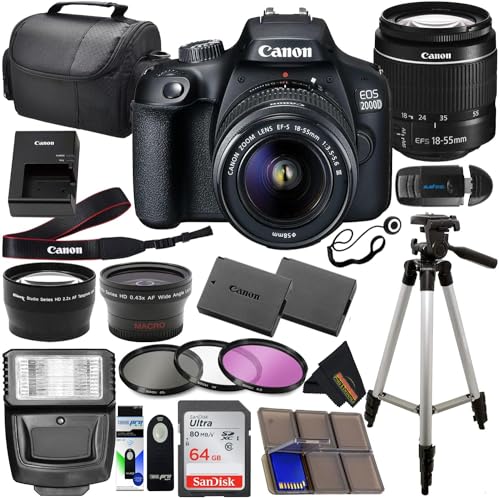 Canon EOS 2000D DSLR with 3 Lens Kit