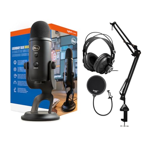 Yeti Blackout USB Microphone Bundle with Accessories