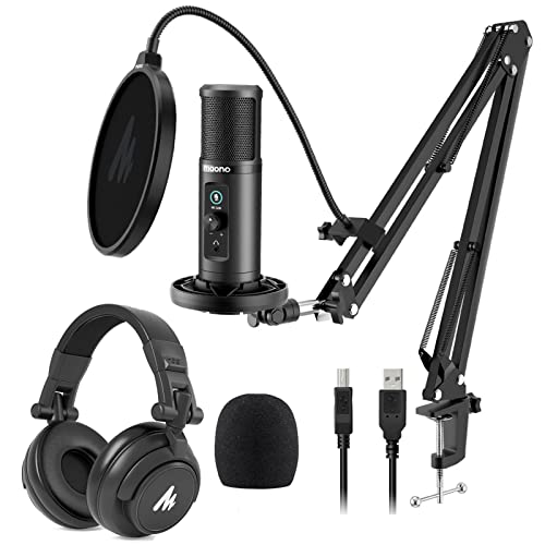 MAONO USB Microphone & Headphones Bundle for Podcasts