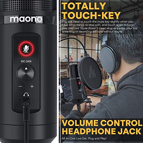 MAONO USB Microphone & Headphones Bundle for Podcasts