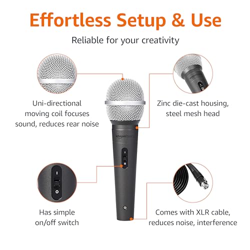 Dynamic Cardioid XLR Vocal Microphone by Amazon Basics