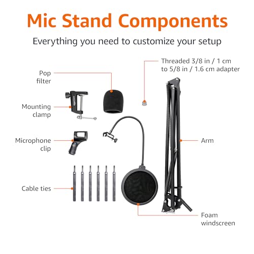 Heavy-Duty Microphone Desk Arm Stand Kit