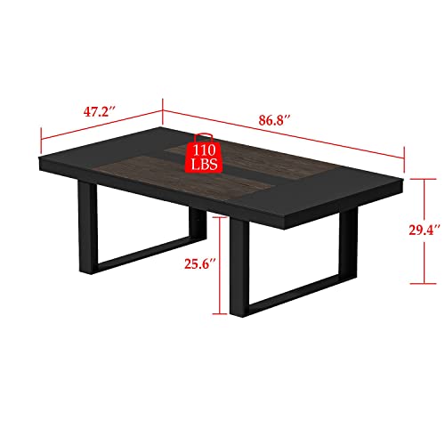 FAMAPY 7.2FT Podcast Conference Table - Black/Walnut
